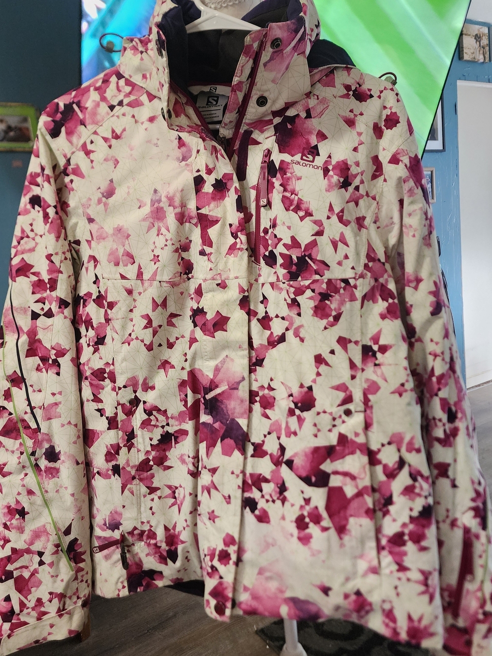 Salomon Women's Pink Floral Ski Jacket Sz Med